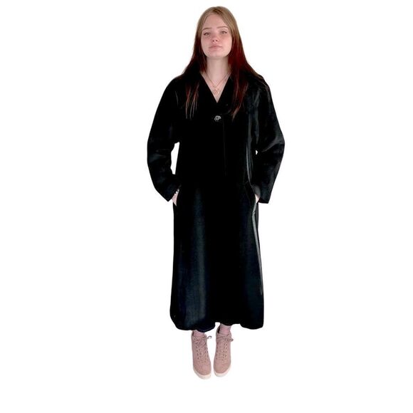 Vintage Alpaca & Wool Blend Long Black Maxi Coat Size M/L by Jones NY - Picture 1 of 8